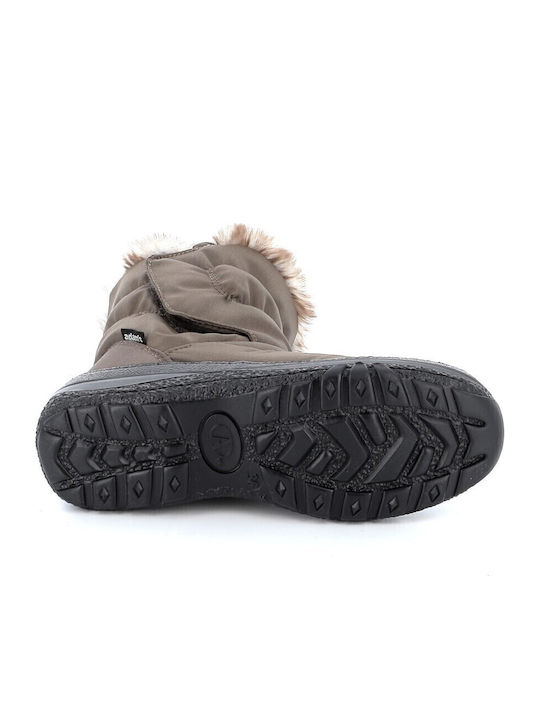Synthetic Leather Snow Boots with Fur Brown