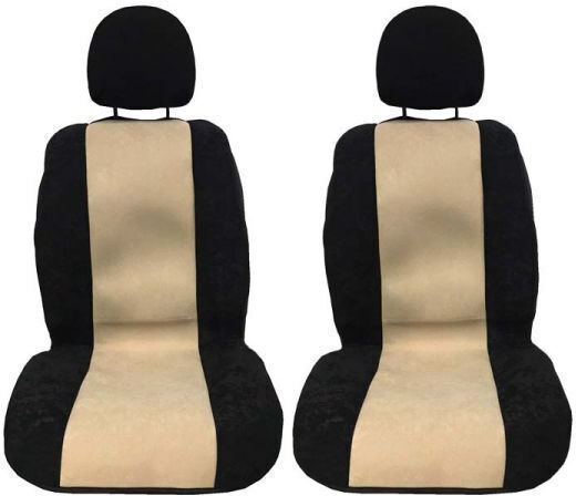Auto Gs Σετ Πλατοκαθίσματα Αυτοκινήτου 2τμχ Alcantara Super Fresh Μαύρα / Μπεζ