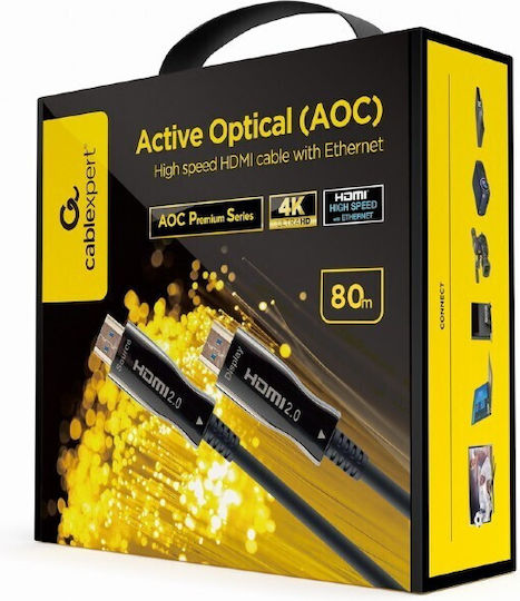 Cablexpert Active Optical HDMI 2.0 Premium High Speed 4K 60Hz HDR Cable HDMI male - HDMI male 80m Μαύρο
