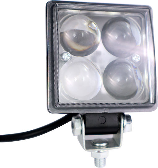 Autoline Squareς Waterproof Headlights Car LED Universal 10 - 30V 12W with White Lighting 1pcs