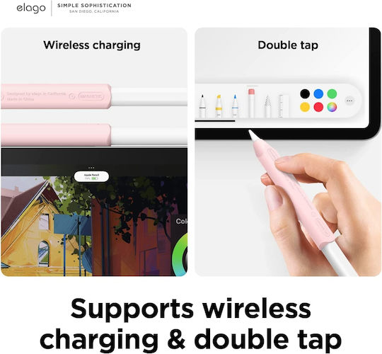Elago Stylus Case Grip for Apple Pencil 2 in Lovely Pink & Lavender color