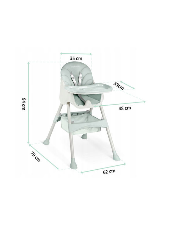 Ricokids Milo Καρεκλάκι Φαγητού 3 in 1 με Ρυθμιζόμενο Ύψος Πράσινο