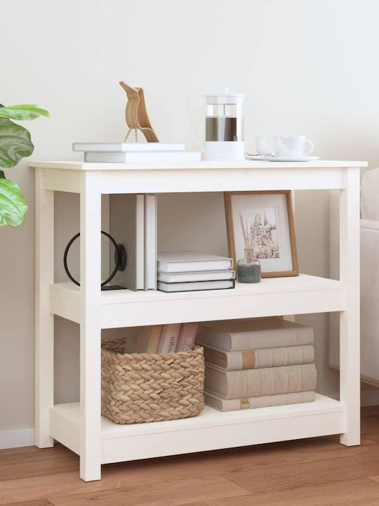 Solid Wood Console Table White L80xW40xH74cm