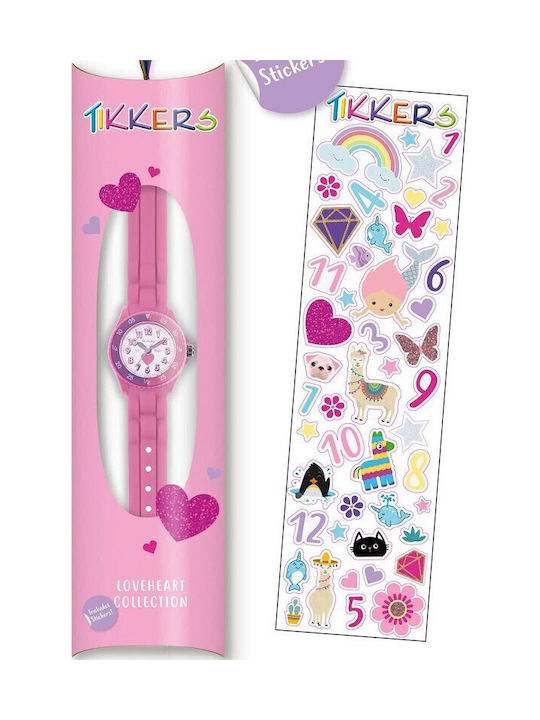 Tikkers Kinder-Analoguhr mit Kautschuk/Plastikarmband Rosa