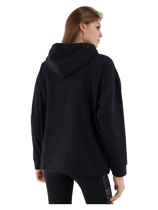 Freddy Women's Long Hooded Sweatshirt Black