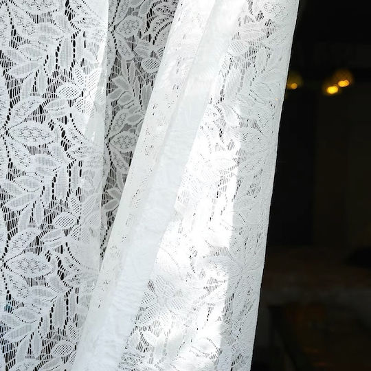 My Home Luxury Vorhang mit Bleistiftfalten Lace Flowers Weiß 270x280cm