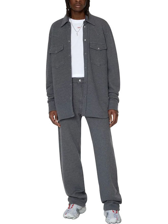 Long Sleeve Cotton Overshirt in Regular Fit Gray