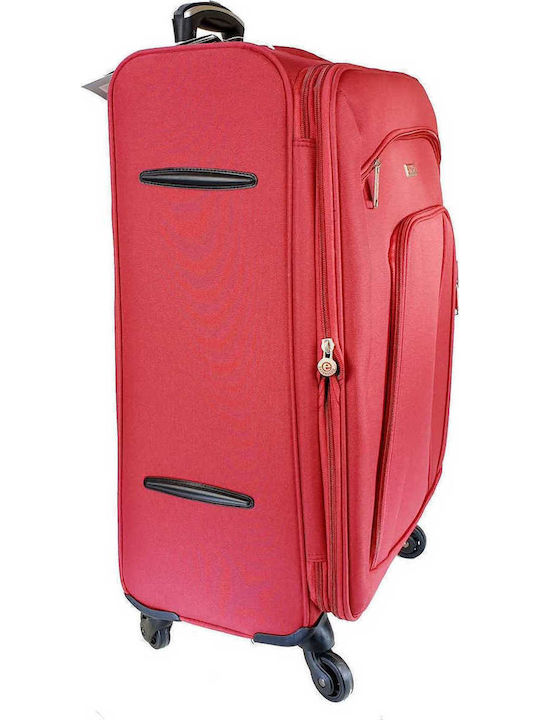 Diplomat Medium The Quattre Collection Medium Fabric Red Suitcase with 4 Wheels Height 68cm