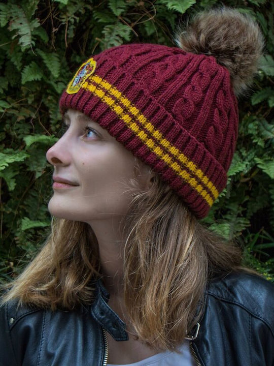 Harry Potter Gryffindor Beanie Cap with Braid Burgundy 4895205601345