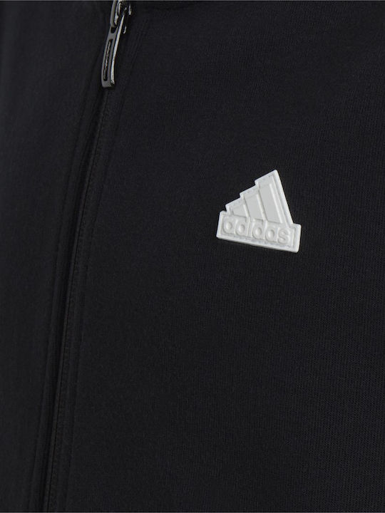 Athletic Kids Cardigan Cotton with Hood Black