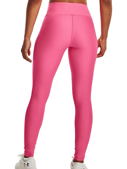 Heat Gear Women's Long Running Legging Shiny & High Waisted Pink Punk/ White