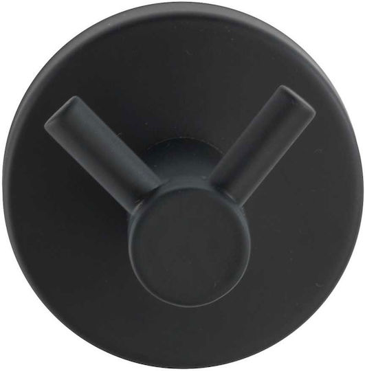 Wenko Bosio Άγκιστρο Μπάνιου Διπλό με Βίδες ​5.5x5.5cm Inox Μαύρο