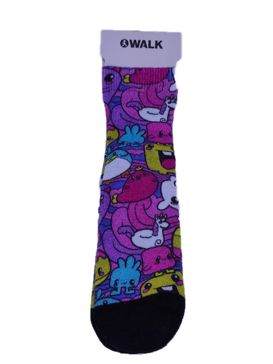 Walk Girls Knee-High Slipper Socks Dinosaurs Purple