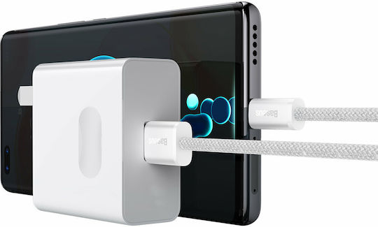 Baseus Dynamic Braided USB 2.0 Cable USB-C Male - USB-A 100W PD White 2m CALD000702