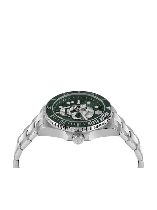 Philipp Plein The $kull Men's Watch 44mm Battery with Silver Metal Bracelet