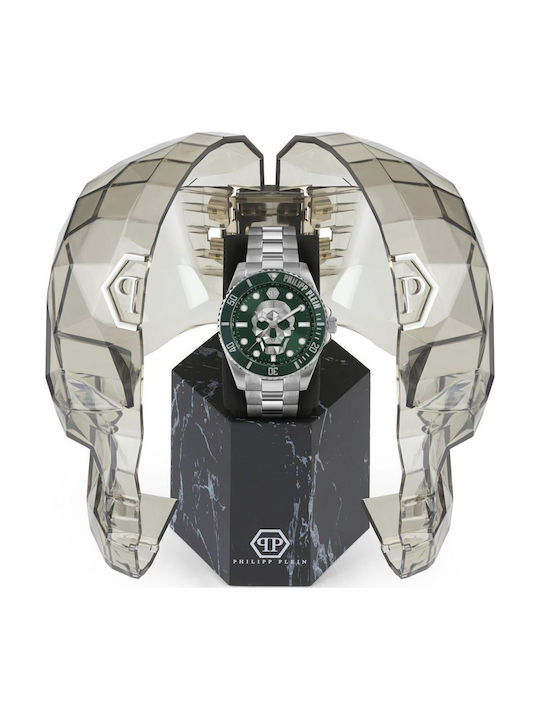 Philipp Plein The $kull Men's Watch 44mm Battery with Silver Metal Bracelet