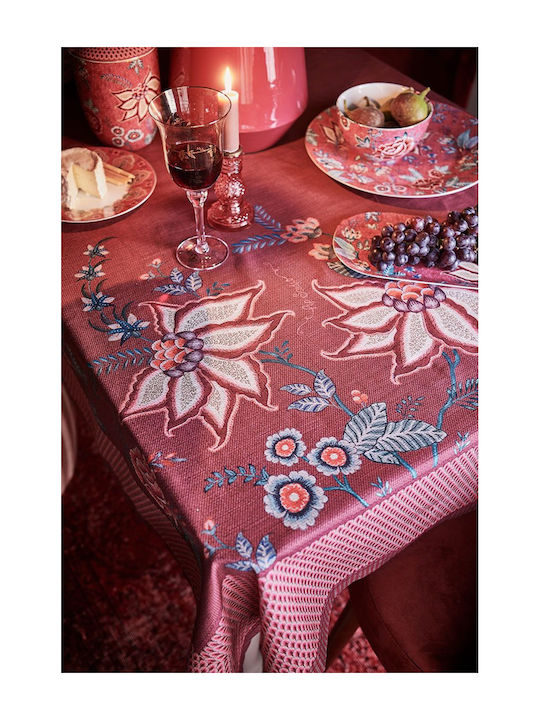 PiP Studio Τραπεζομάντηλο Βαμβακερό Flower Festival Κόκκινο 150x300εκ.