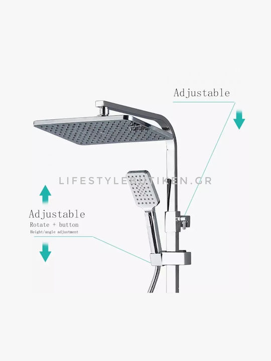 Naron Adjustable Shower Column with Mixer 85-120 Silver