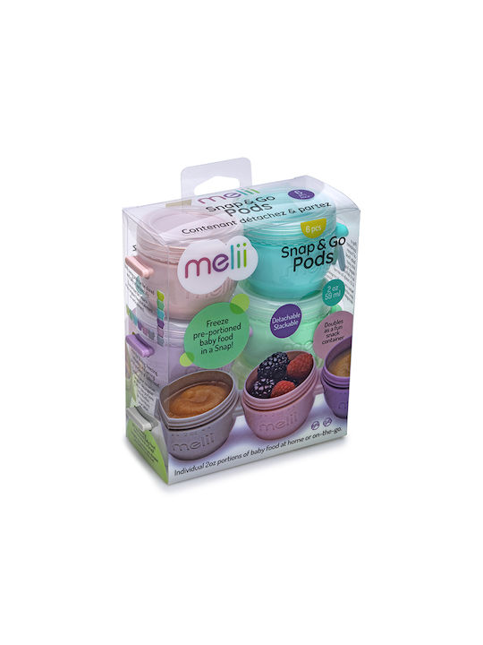 Melii Plastic Lunch Box Snap & Go Multicolour 59ml 6pcs