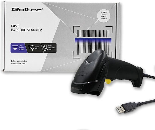 Qoltec Handheld-Scanner Verkabelt mit 1D-Barcode-Lesefunktion