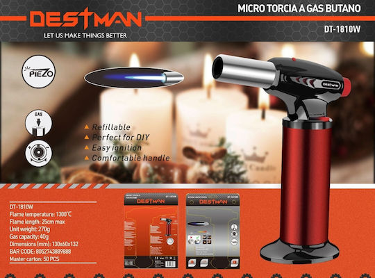 Destman Kitchen Torch with Temperature Setting Destman Red DT-1810