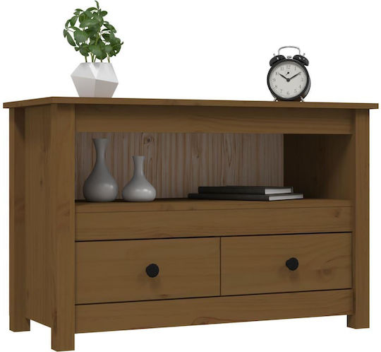 TV Stand Made of Solid Brown Wood L79xD35xH52cm
