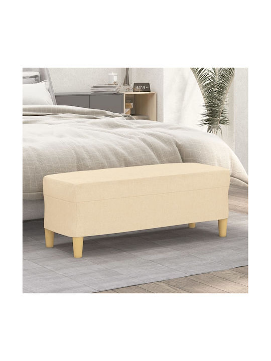 Stool Bench Stool Upholstered with Fabric Cream 100x35x41cm