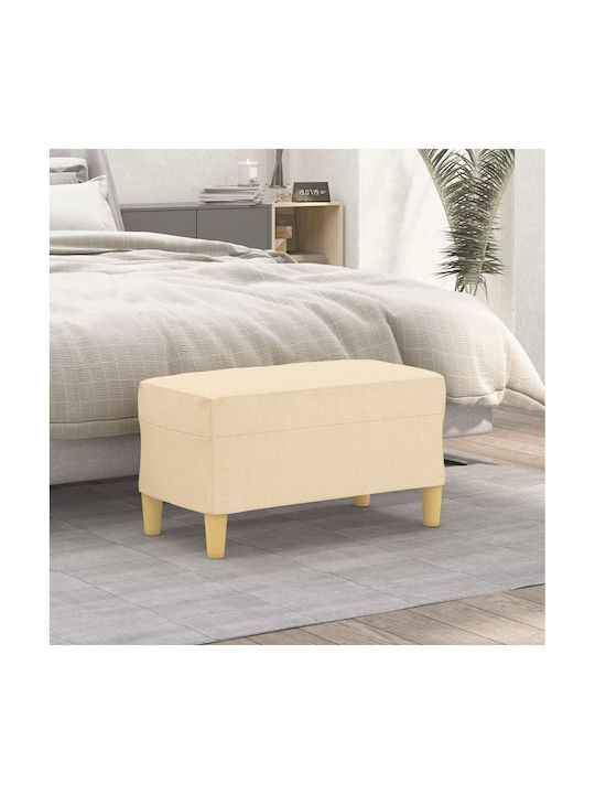 Stool Bench Stool Upholstered with Fabric Cream 70x35x41cm