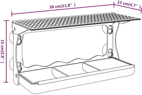 vidaXL Ταΐστρα Πτηνών για Παράθυρο 30x12x15cm