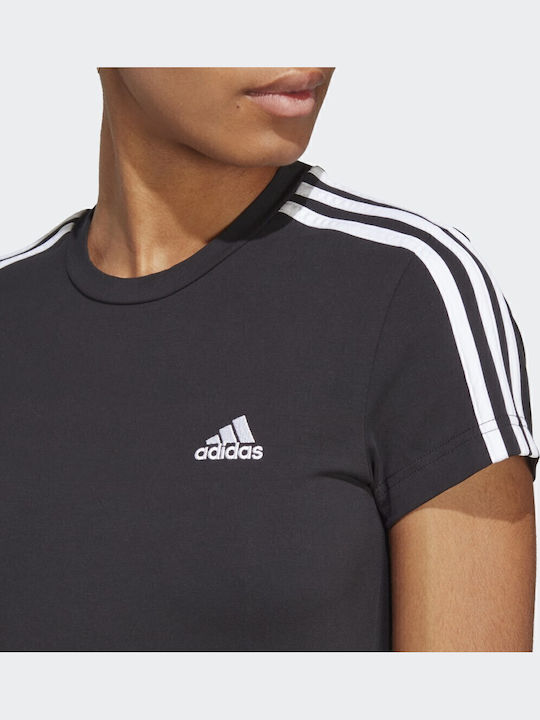 Essentials 3-Stripes Rochie De Vară Pentru Femei Mini Sport Tricou Mâneca Scurtă Neagră