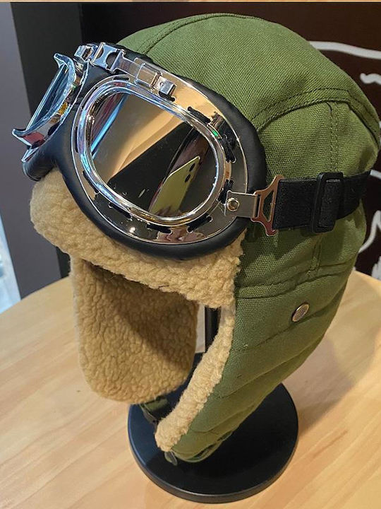 Men's Female Fleece Earflap Caps Eyeglasses Green