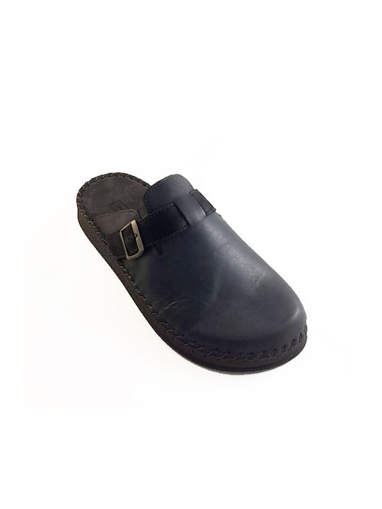 Adam's Shoes Men's Leather Slippers Black