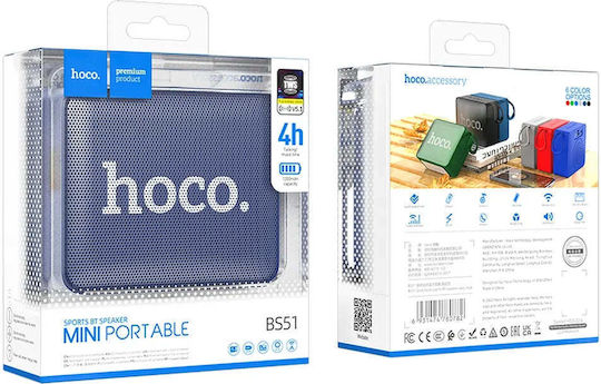 Hoco BS51 Gold Brick Ηχείο Bluetooth 5W με Ραδιόφωνο και Διάρκεια Μπαταρίας έως 4 ώρες Μπλε