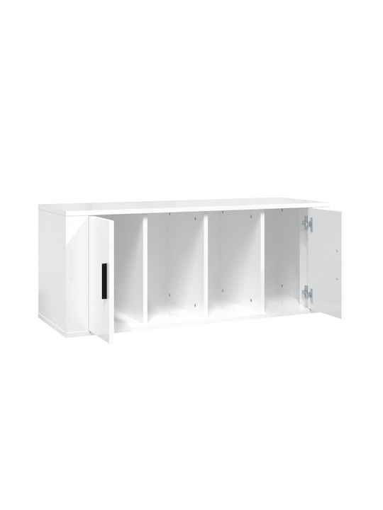 TV Stand Glossy White M100xD35xH40cm