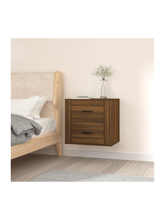 Wooden Bedside Table Brown Oak 50x36x47cm