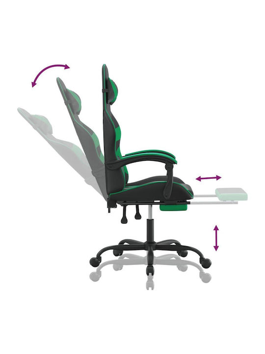 vidaXL 349558 Καρέκλα Gaming Δερματίνης με Υποπόδιο Πράσινη