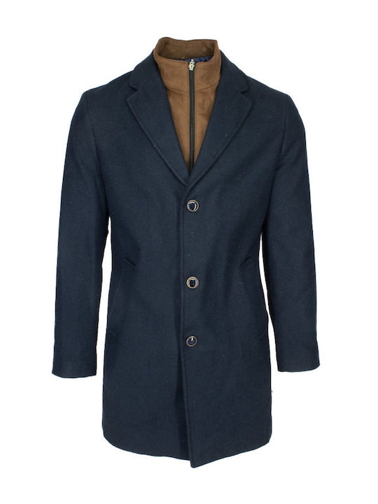 NEW YORK TAILORS ΑΝΔΡΙΚΟ ΗΜΙΠΑΛΤΟ ΜΕ ΜΟΣΤΡΑ ΜΠΛΕ KAYDEN COAT-NAVY