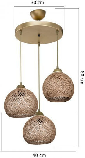 Pakketo PWL-1121 Hängelampe Gold Boho Glocke mit Fassung E27 40x40x80cm.