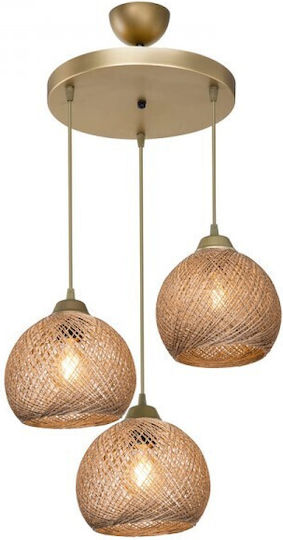 Pakketo PWL-1121 Hängelampe Gold Boho Glocke mit Fassung E27 40x40x80cm.