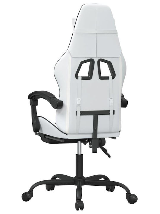 vidaXL 349565 Καρέκλα Gaming Δερματίνης με Υποπόδιο Λευκό/Μαύρο