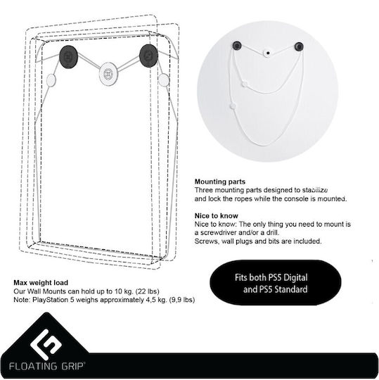 Floating Grip Βάση για 2 χειριστήρια PS5 Τοίχου Bundle Deluxe Box Λευκή 368054