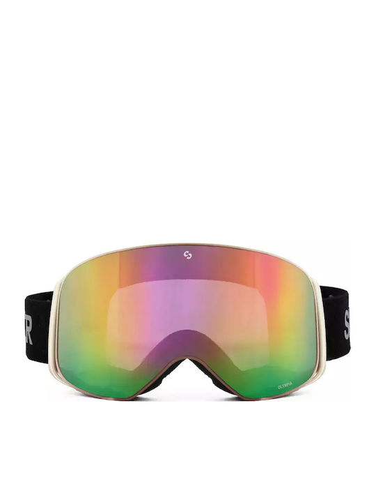 Sinner Olympia Μάσκα Σκι & Snowboard Ενηλίκων Γκρι με Φακό σε Πορτοκαλί Χρώμα