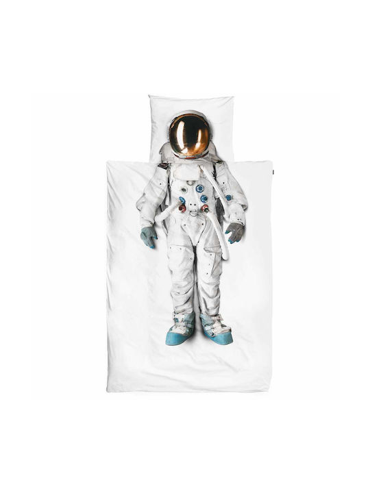 Snurk Astronaut Σετ Παιδική Παπλωματοθήκη Μονή με Μαξιλαροθήκη Λευκή 160x220εκ.