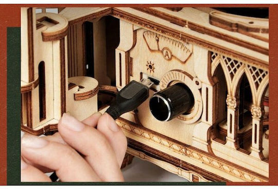 Robotime Wooden Construction Toy Classical Gramophone Electric Classical Gramophone Wind-up for Children 14+ years old+ Years