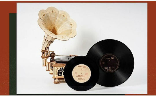 Robotime Wooden Construction Toy Classical Gramophone Electric Classical Gramophone Wind-up for Children 14+ years old+ Years