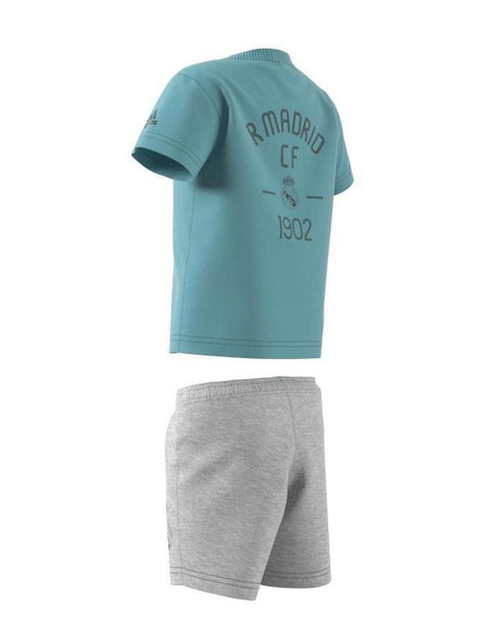 Adidas Kinder Set mit Shorts Sommer 2Stück Hellblau Performance Real Madrid Set