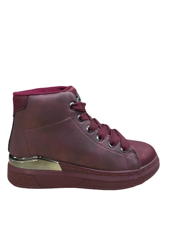 Ustyle Kids Boots with Lace Burgundy