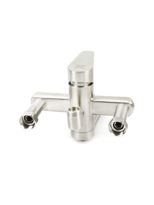 XZ 22018 Shower Column with Bathtub Mixer 122cm Silver