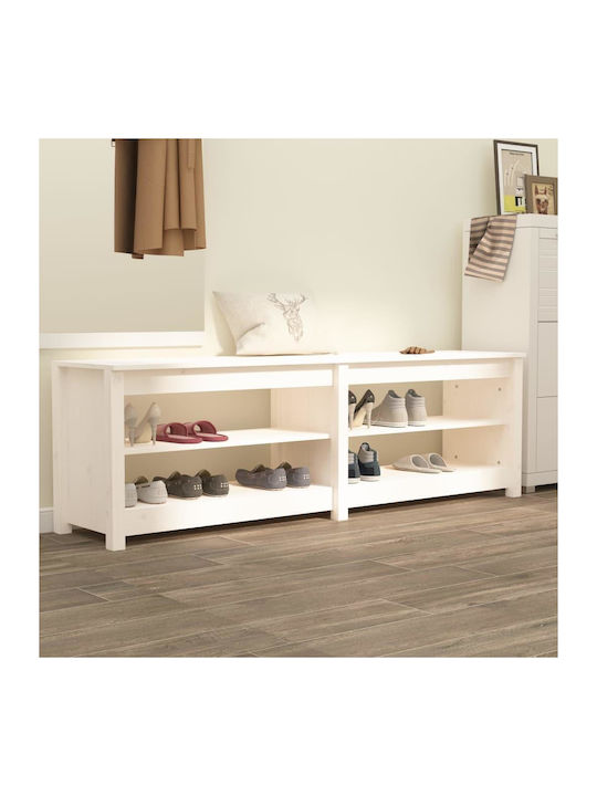 Shoe Organizer with 4 Shelves White 160x36.5x50cm