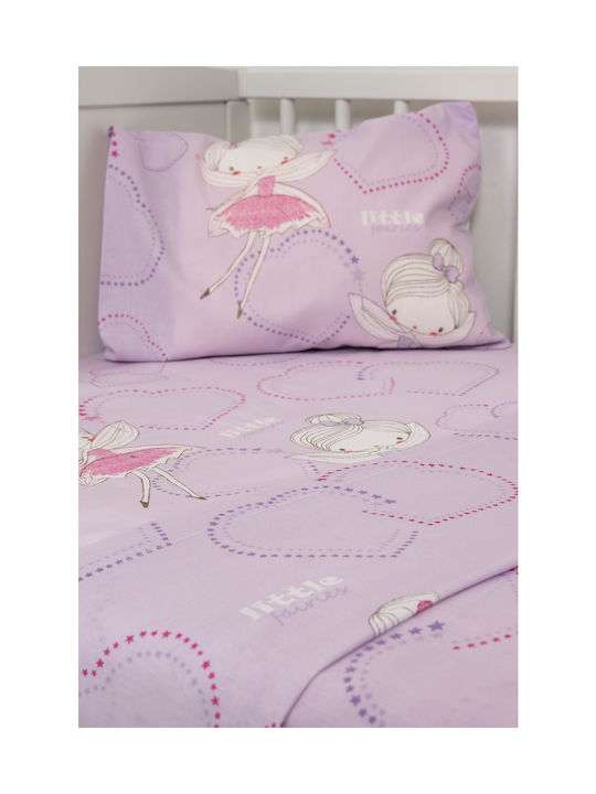 Naf Naf Little Fairies Baby Sheets Set Crib Cotton Lilac 120x170cm 3pcs 67945